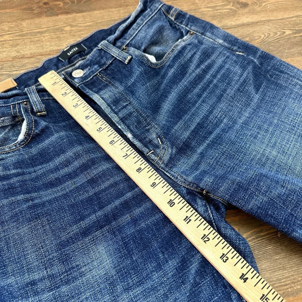 Saitex Men’s Jeans 30x29 Button Fly Medium Wash Straight Fit Sustainable Company - Picture 8 of 15